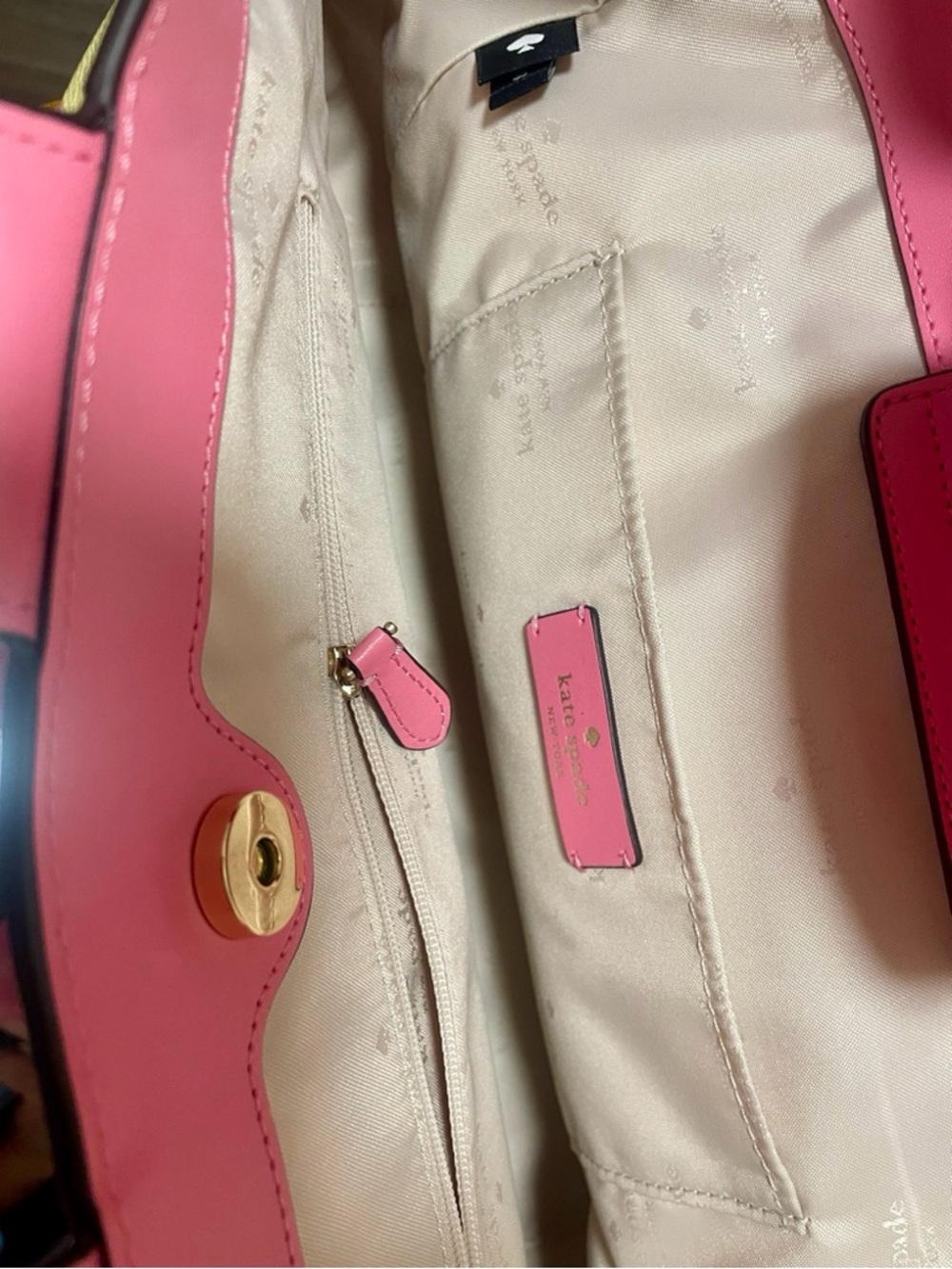 New Kate Spade 100% Genuine leather Pink ivory Woven convertible large Tote bag - Picture 15 of 17